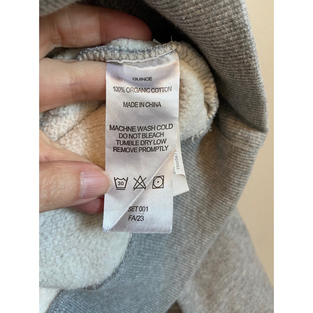 Quince Womens Organic Heavyweight Fleece Oversized Half Zip Hoodie Grey M - Picture 6 of 8